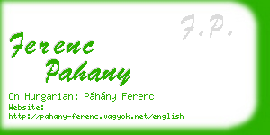 ferenc pahany business card