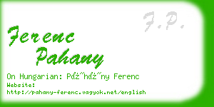 ferenc pahany business card